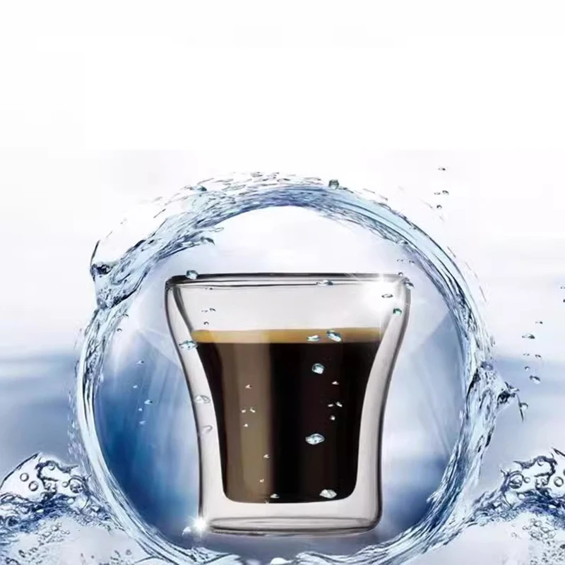 100/200/250ML Simple Double-layer Glass Cup Heat Cold Resistant Anti-scalding Coffee Cup Milk Brandy Wine Mug Cafe Accessories thumbnail 4
