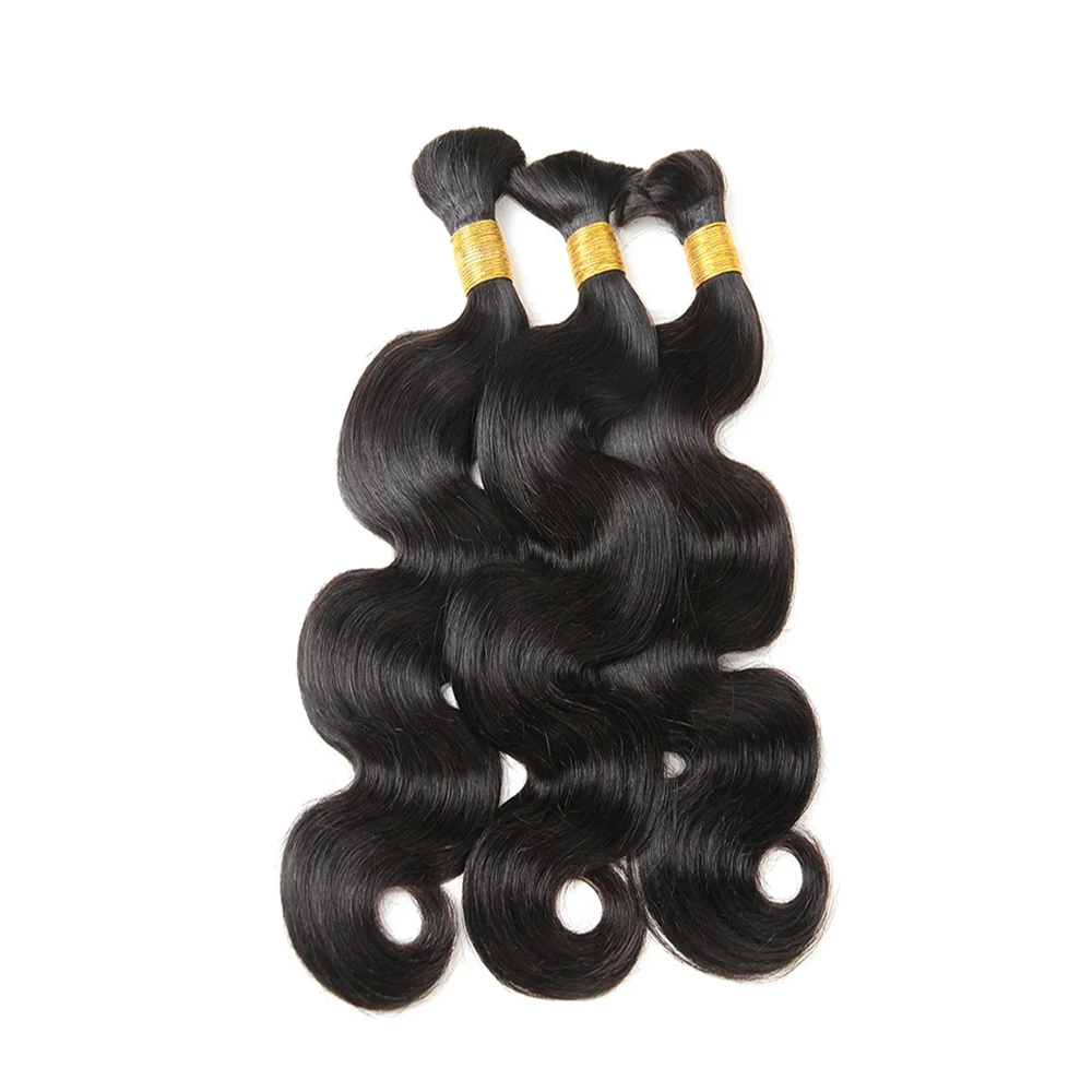 Body Wave No Weft Braids Human Hair Extensions Bulk Human Hair Bundles 16''-26'' Natural Black Virgin Hair Bulk For Braiding thumbnail 6