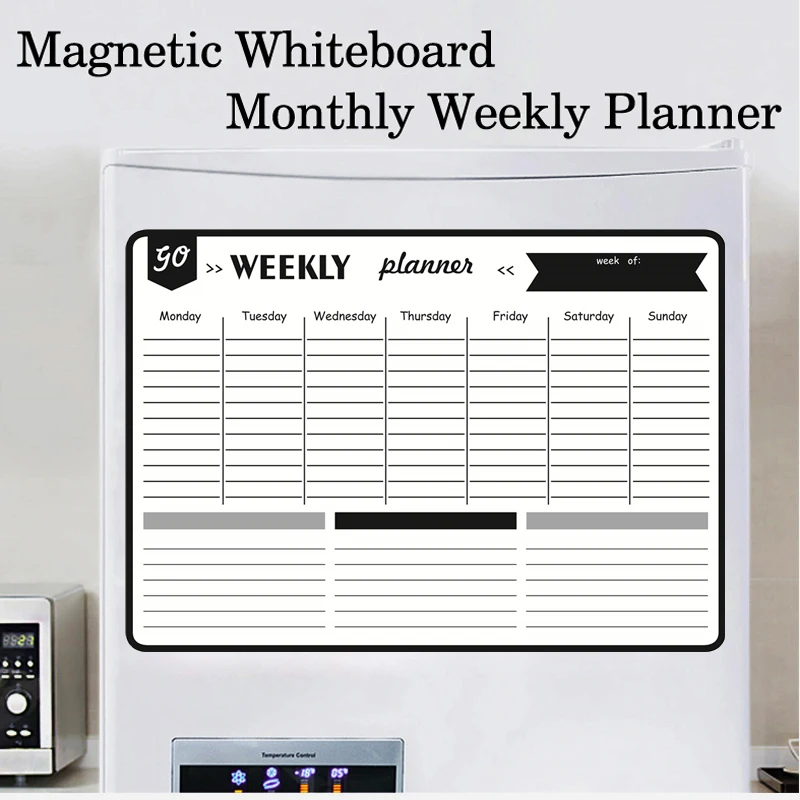 A3 Size Magnetic Monthly Weekly Planner Dry Erase Whiteboard Calendar Table Blackboard Fridge Sticker Message Board Menu thumbnail 2