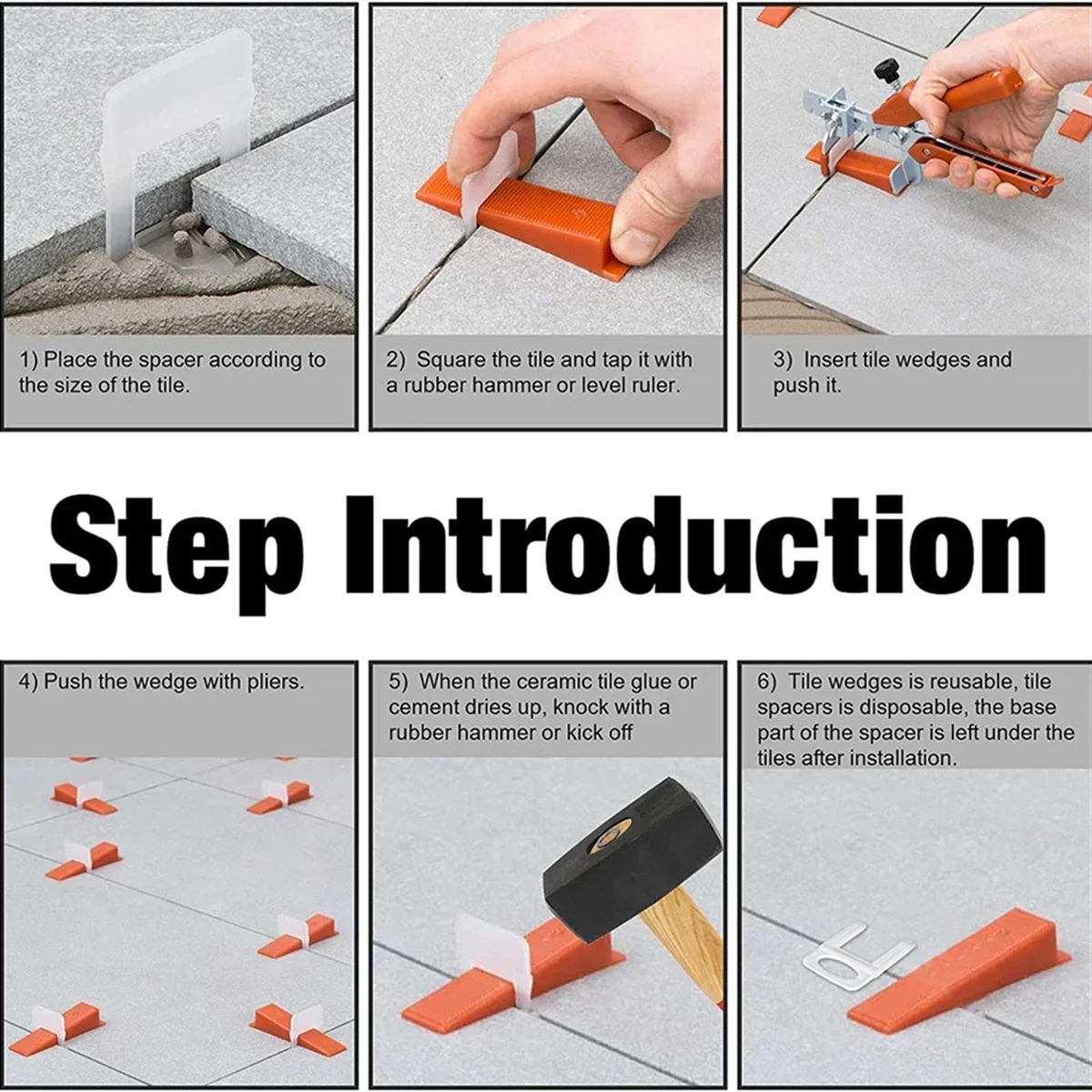 100-1500pcs Ceramic Tile Leveling System Clips Spacers Straps Kit Set For Tile Laying Floor Wall Construction Tools Building thumbnail 3