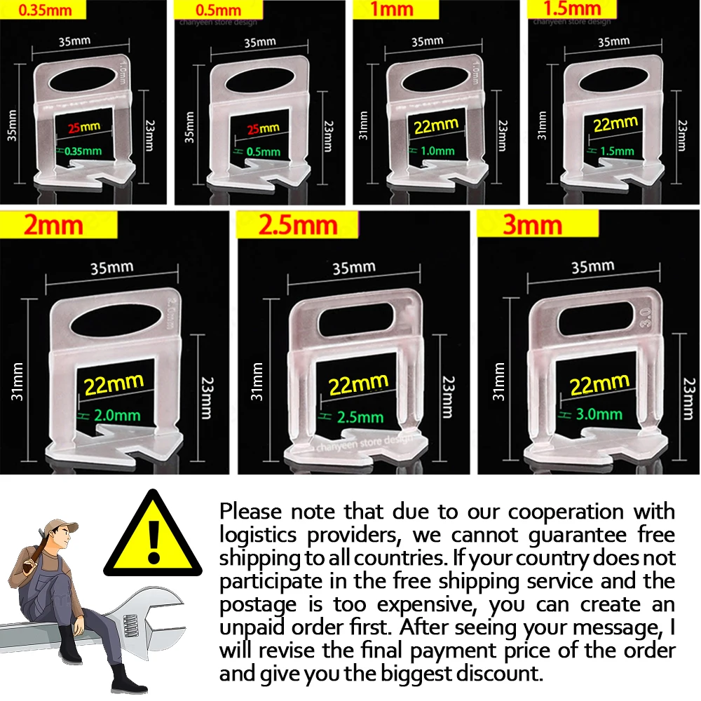 100-1500pcs Ceramic Tile Leveling System Clips Spacers Straps Kit Set For Tile Laying Floor Wall Construction Tools Building thumbnail 2