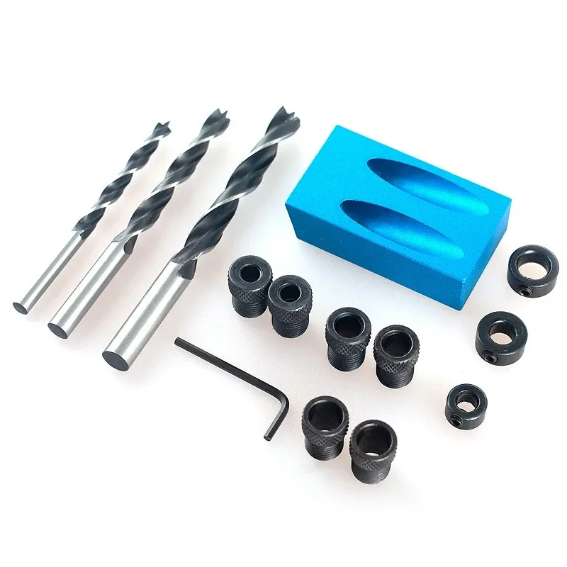 Woodworking Oblique Hole Drill Locator Pocket Hole Jig For Drilling 15 Degree Angle Drill Guide Sets DIY Puncher Carpentry Tools thumbnail 3