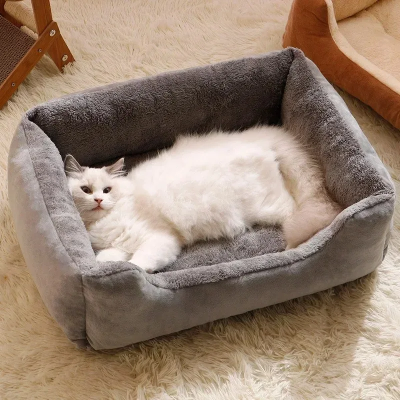 Bed for Cats Pet Products Cushions Kitten Winter Accessories Dog All Houses Supplies Things Accessory Habitats Basket House Beds thumbnail 2