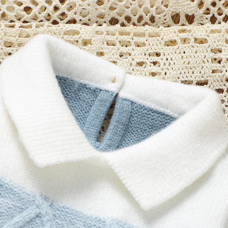 Newborn Baby Romper Knitted Infant Children Clothes Fashion Striped 0-9M Overalls Boy Girl Jumpsuit Long Sleeve Autumn Foot Wrap thumbnail 3