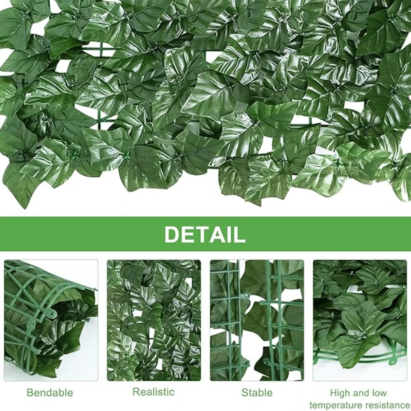 1X3m Artificial Ivy Hedge Green Leaf Fence Panels Faux Privacy Fence Screen for Home Outdoor Garden Balcony Decoration Plants thumbnail 2