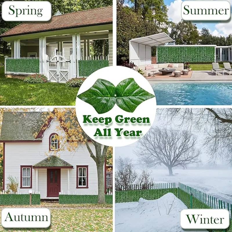 1X3m Artificial Ivy Hedge Green Leaf Fence Panels Faux Privacy Fence Screen for Home Outdoor Garden Balcony Decoration Plants thumbnail 4
