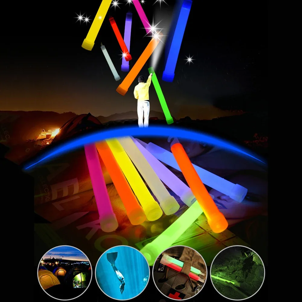 5pcs/set Glow Light Sticks with Hook 6 inch Fluorescence Light for Hiking Camping Outdoor Emergency Concert Party Light Sticks thumbnail 3