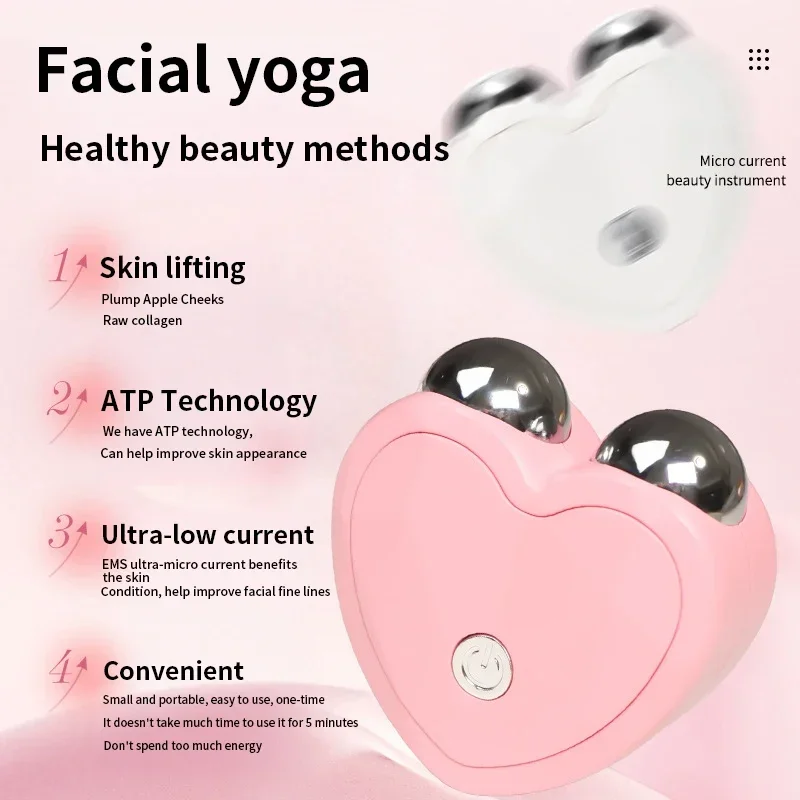 NEW Micro Current Beauty Device Mini Portable Face Lifting Roller Slimming Massager EMS Delicate Contour Firming Facial Care thumbnail 2