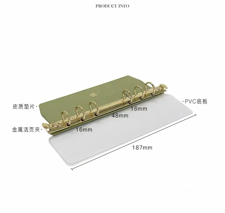 Side insertion Loose leaf book board Metal binder 6 holes Clip File Folder shell Notebook Ring Binder buckle Planner Agenda thumbnail 6