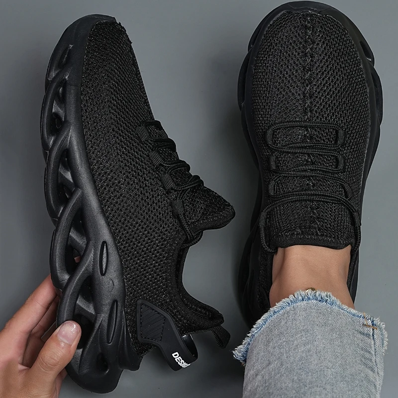 Men Casual Sport Shoes Breathable Lightweight Sneakers Outdoor Mesh Black Running Shoes Athletic Jogging Tenis Walking Shoes thumbnail 2