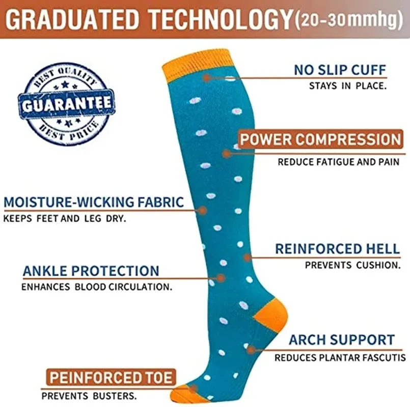 Men Women Compression Socks Varicose Veins Socks 20-30 Mmhg Outdoor Sports Cycling Travel Flight Nurse Running Leg Support Socks thumbnail 3
