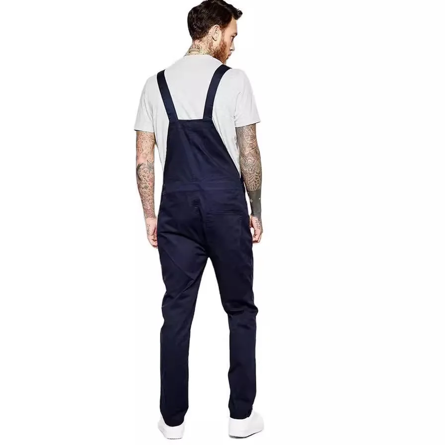 2024 Men Stylish Slim Biker Jeans Bib Overalls Jumpsuits jeans Man Streetwear Casual Stretch Ripped Dungarees Male Strap Jeans thumbnail 4
