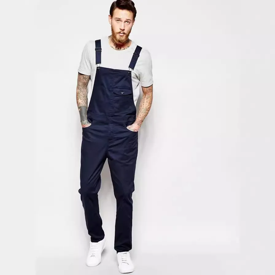2024 Men Stylish Slim Biker Jeans Bib Overalls Jumpsuits jeans Man Streetwear Casual Stretch Ripped Dungarees Male Strap Jeans thumbnail 5