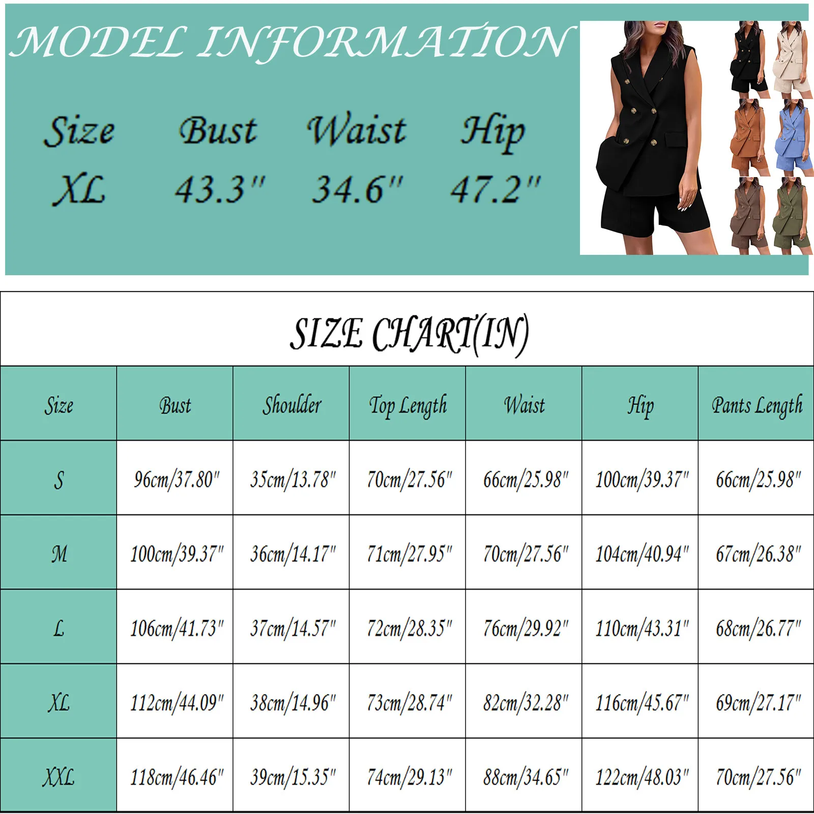 Spring Summer Women Office Shorts Suit Set Solid Khaki Sleeveless Halter Outfit 2 Piece Matching Sets For Women thumbnail 6