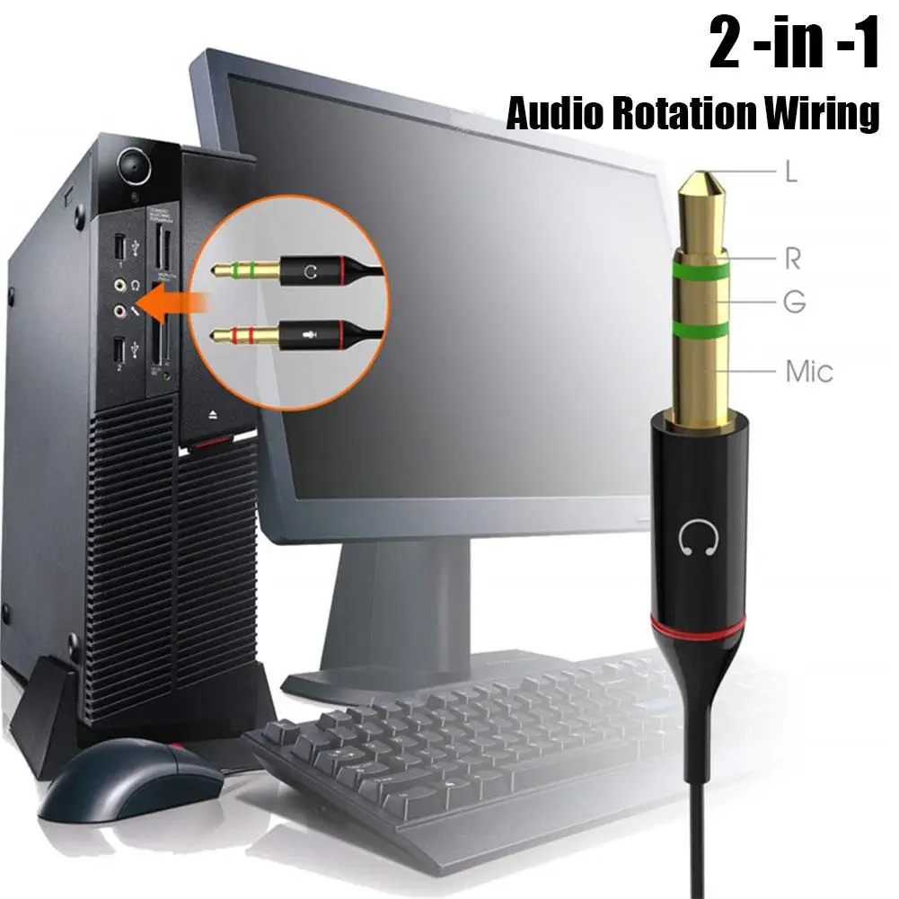 Headset Adapter Headphone Mic 2-in-1 For Earphone Extense Mobile Audio Adapter Splitter thumbnail 4