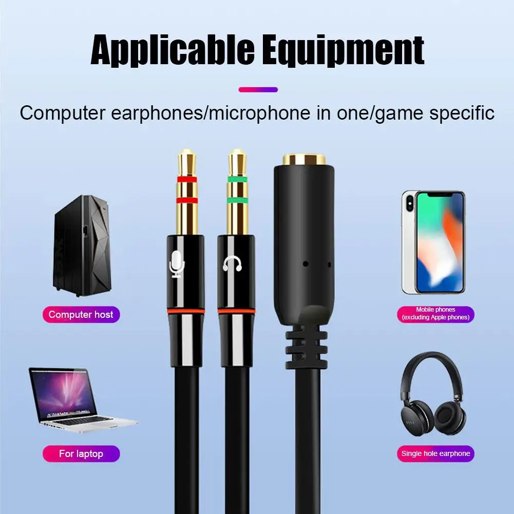 Headset Adapter Headphone Mic 2-in-1 For Earphone Extense Mobile Audio Adapter Splitter thumbnail 5