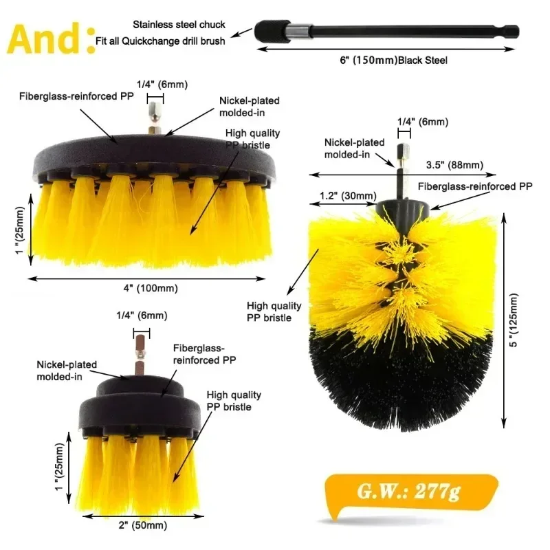Electric Scrubber Brush Drill Brush Kit Power Drills Scrubber Brush For Carpet Glass Car Tires Nylon Brushes 2/3.5/4'' thumbnail 6