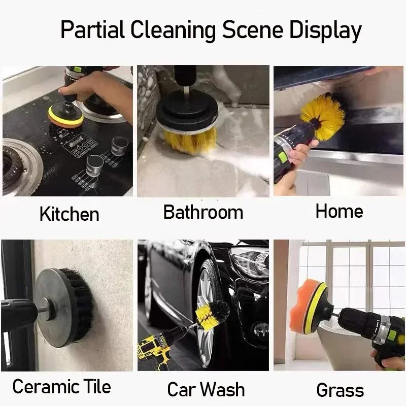 Electric Scrubber Brush Drill Brush Kit Power Drills Scrubber Brush For Carpet Glass Car Tires Nylon Brushes 2/3.5/4'' thumbnail 3