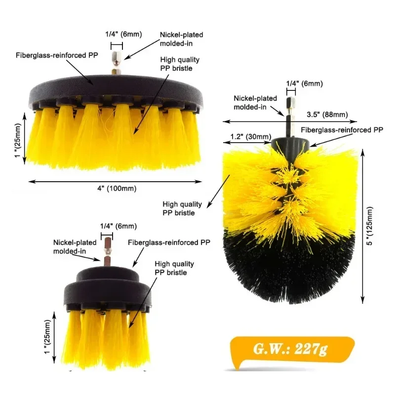 Electric Scrubber Brush Drill Brush Kit Power Drills Scrubber Brush For Carpet Glass Car Tires Nylon Brushes 2/3.5/4'' thumbnail 5