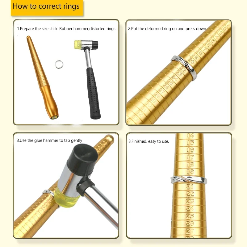 Professional TSK Ring Enlarger Stick Measuring Equipment Metal Stick Mandrel Handle Hammer for DIY Jewelry Making Measuring Tool thumbnail 2
