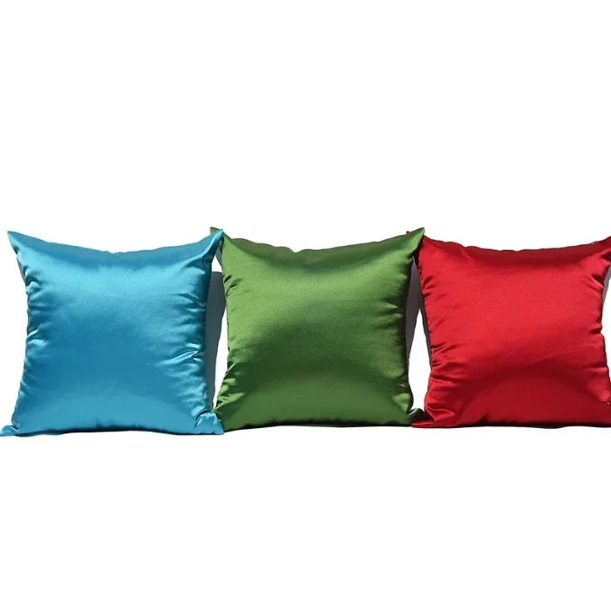 Imitated Silk Pillow Case 100% Satin Cushion Cover 50X50 Solid Pillowcase 60x60cm Home Decor for Sofa Chair 45x45 40X40 Smooth thumbnail 5