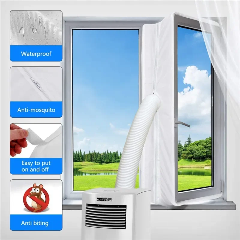 AirLock Window Seal for Portable Air Conditioner,3m 4m Flexible Cloth Sealing Plate Window Seal with With Zip and Adhesive Fast thumbnail 2