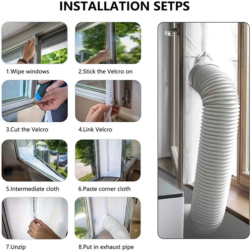 AirLock Window Seal for Portable Air Conditioner,3m 4m Flexible Cloth Sealing Plate Window Seal with With Zip and Adhesive Fast thumbnail 4