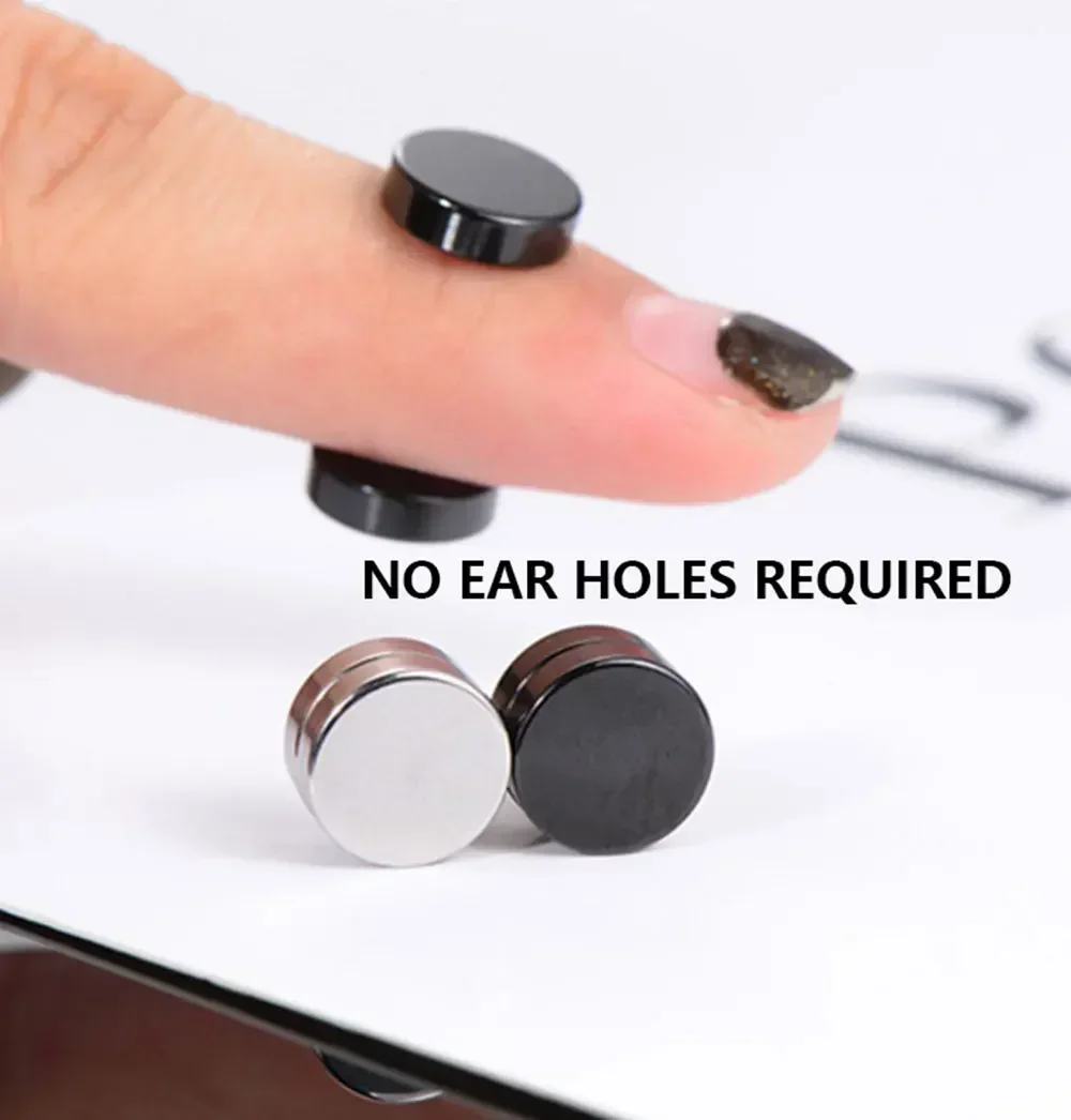 3 Pairs Crystal Strong Magnetic Ear Stud Clip Earrings for Men and Women Punk Round Zircon Magnet Earrings Non Piercing Jewelry thumbnail 4