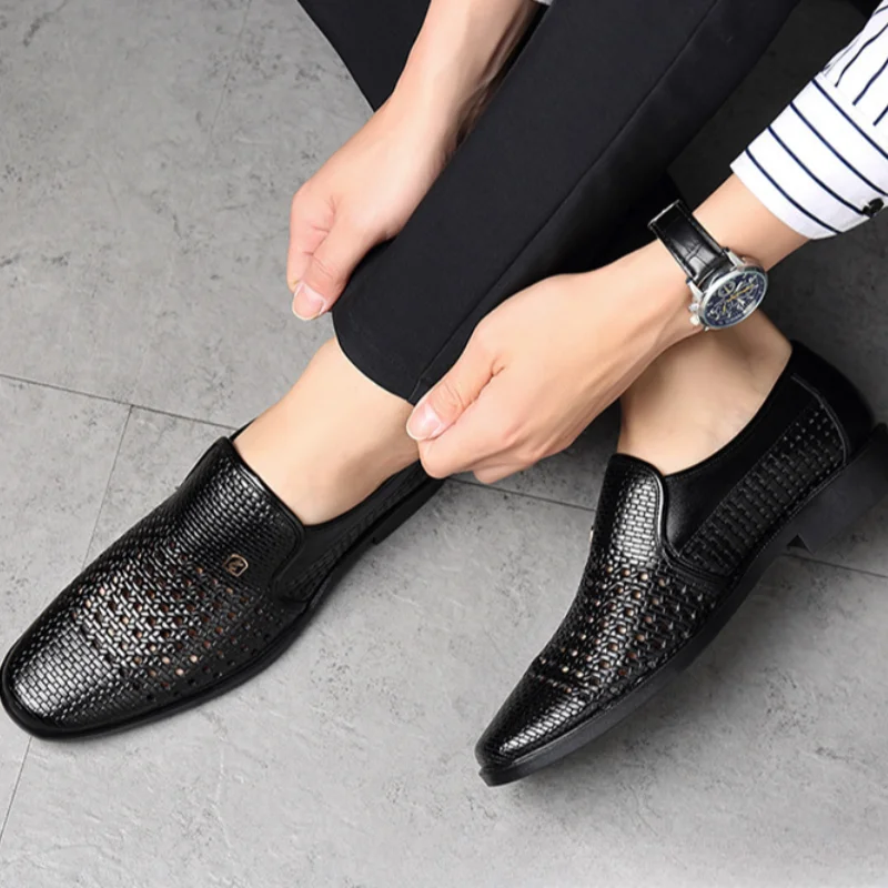 Summer Men's Loafers Breathable Mens Leather Shoes Soft Soles Male Casual Shoes Slip-on Oxford Shoes Business Zapatos De Hombre thumbnail 6