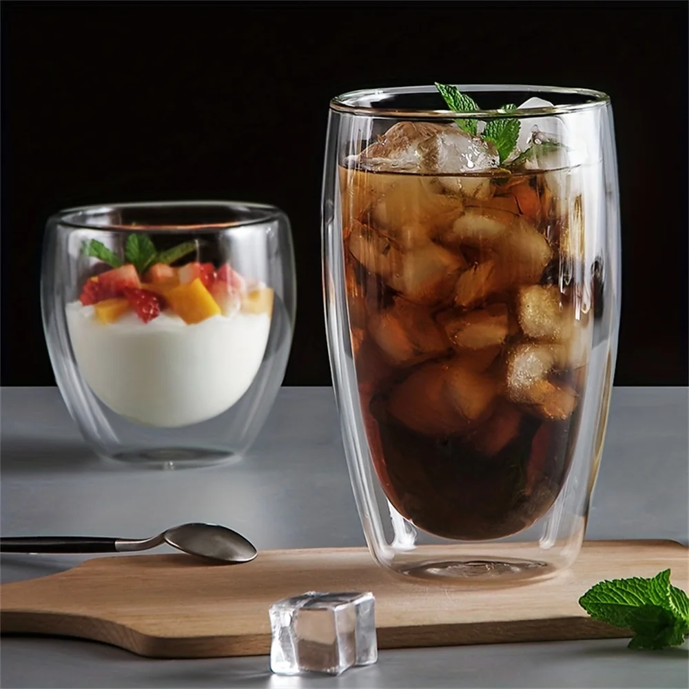 80/250/450ml Double-Wall Insulated Clear Glass Espresso Cups Perfect for Tea, Coffee, Latte, Cafe, Milk, Restaurant Use thumbnail 5