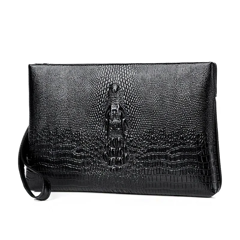 Luxury Brand Men Clutch Bag Fashion Long Wallet Men Leather Double Zipper Business Purse Black Brown Casual Male Handy Money Bag thumbnail 3