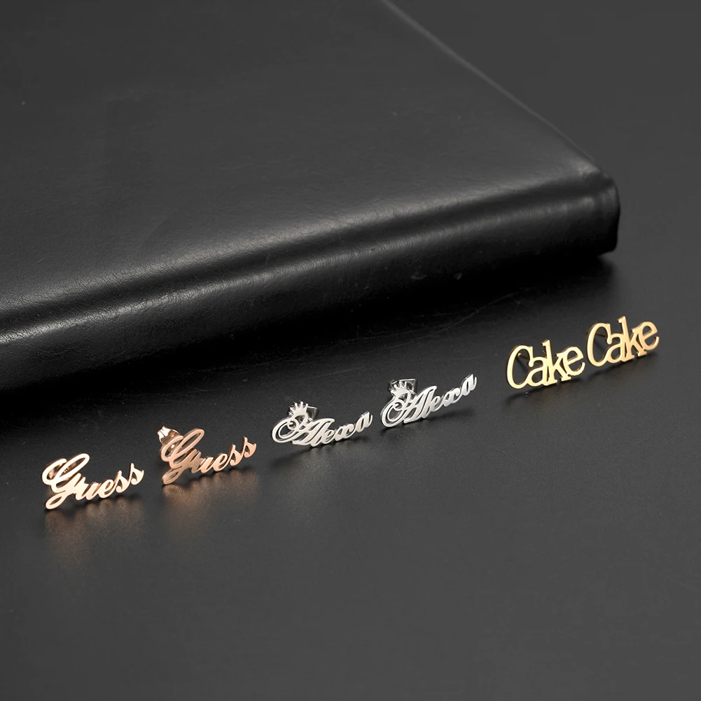 Custom Name Stud Earrings Woman Stainless Steel Personalized Designer Jewelry Earrings Accessories for Girls Ear Piercing Gifts thumbnail 4