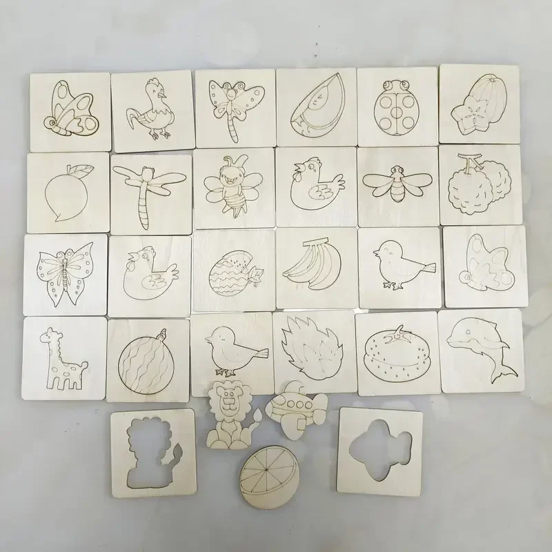 42/48/40pcs Wooden DIY Drawing Template Templates With Markes, Children's Drawing Template Drawing Tool Set thumbnail 6