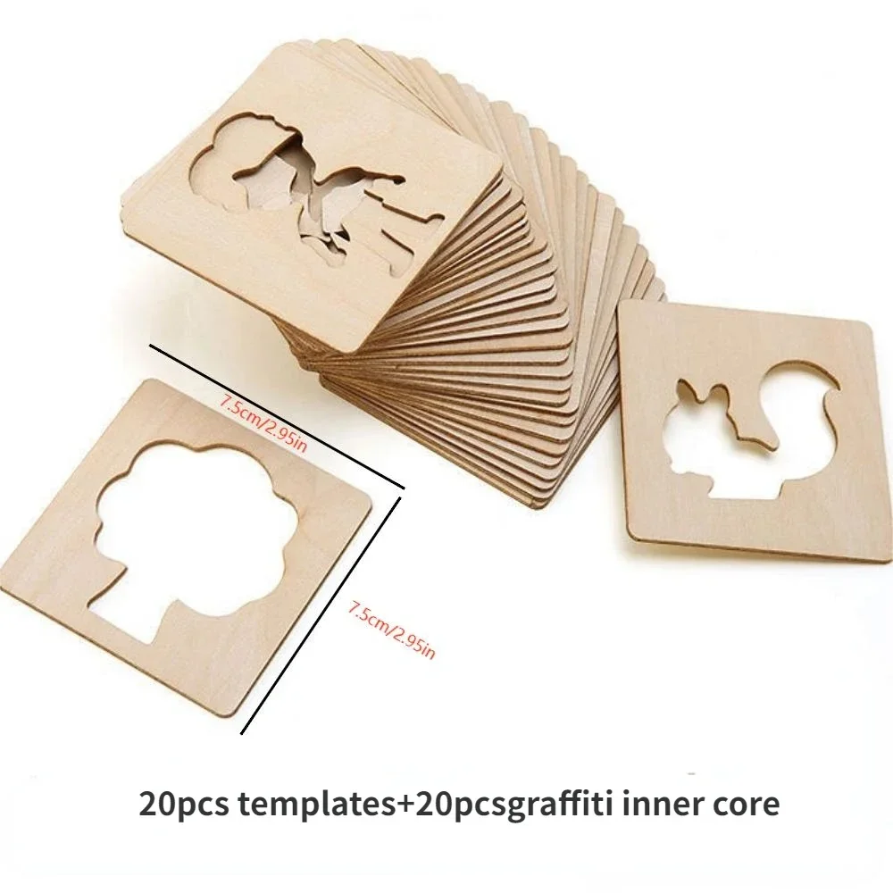 42/48/40pcs Wooden DIY Drawing Template Templates With Markes, Children's Drawing Template Drawing Tool Set thumbnail 4