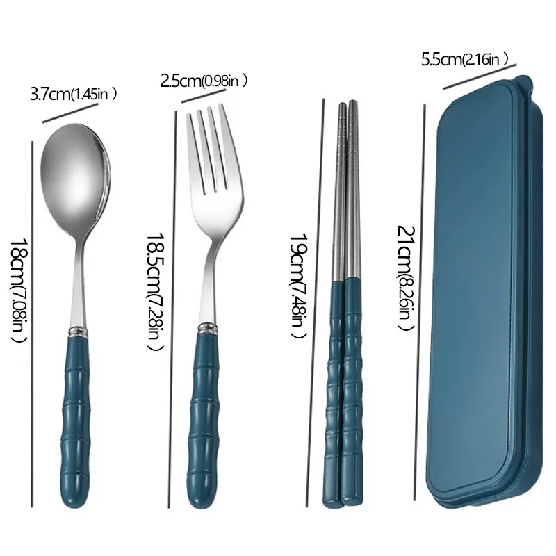 3pcs Portable Dinnerware Kit Spoon Fork Chopstick Set Travel Flatware With Box Set Stainless Steel Travelling Dinnerware Set thumbnail 4