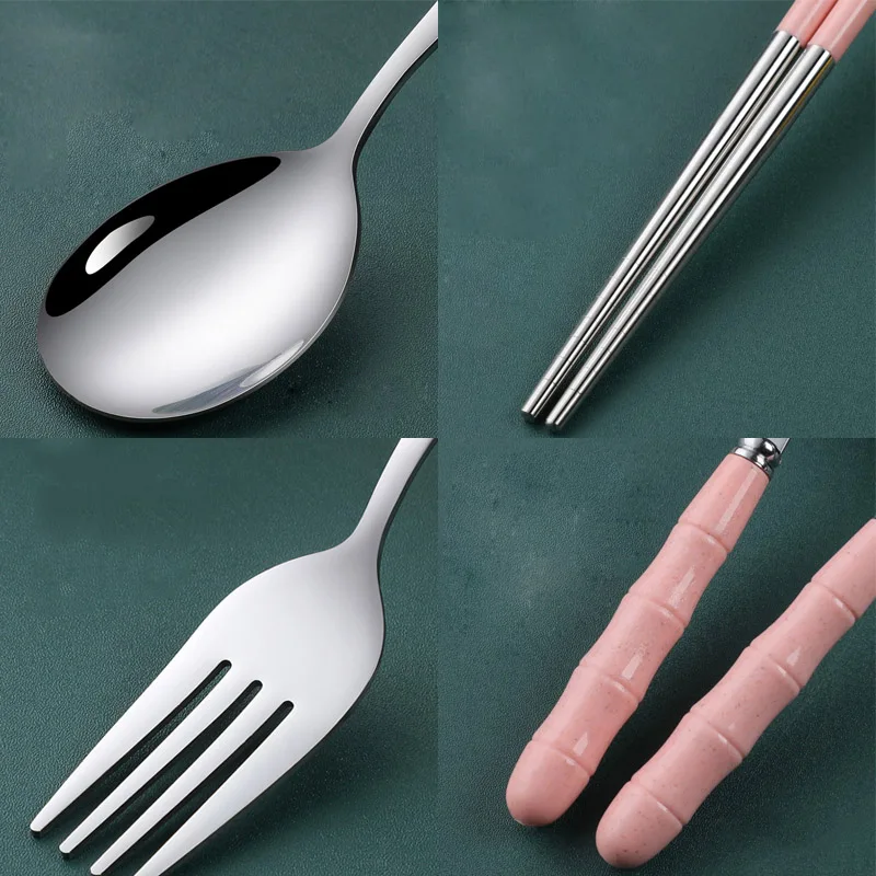 3pcs Portable Dinnerware Kit Spoon Fork Chopstick Set Travel Flatware With Box Set Stainless Steel Travelling Dinnerware Set thumbnail 6