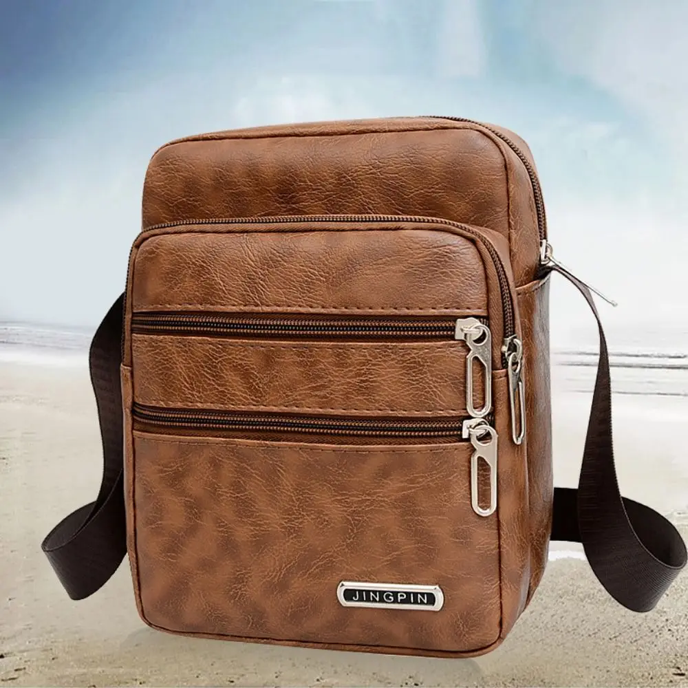 PU Leather Men's Sling Bag Messenger Shoulder Crossbody Bags Large Capacity Handbags Multifunctional thumbnail 2