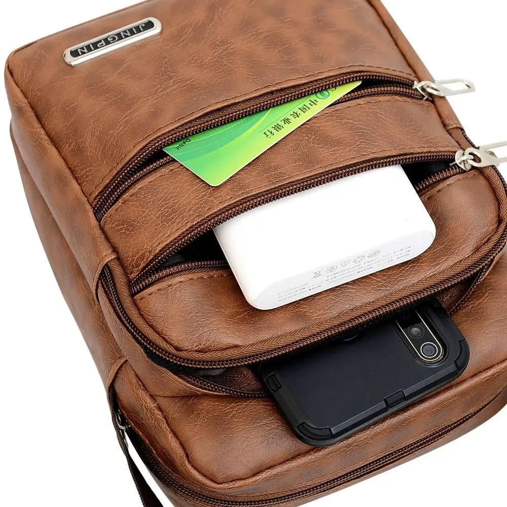 PU Leather Men's Sling Bag Messenger Shoulder Crossbody Bags Large Capacity Handbags Multifunctional thumbnail 3