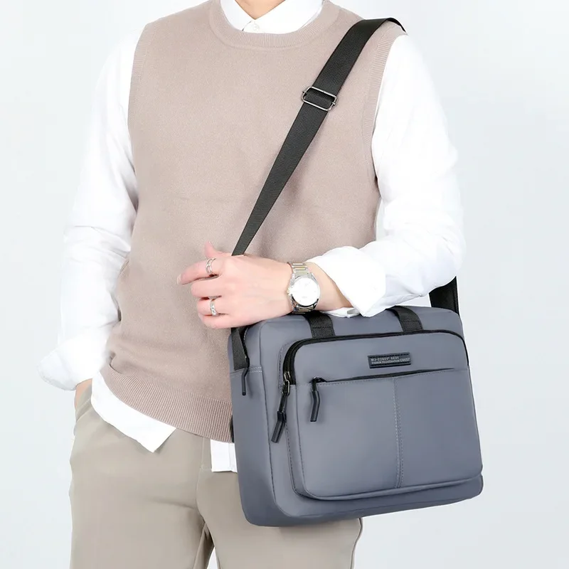 New Men's Large-capacity Horizontal Shoulder Bag Messenger Bag Briefcase Multifunctional Simple A4 Book Handbag Business Bag 가방 thumbnail 2
