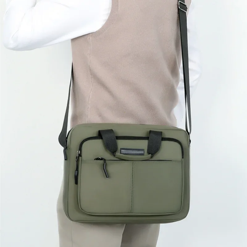 New Men's Large-capacity Horizontal Shoulder Bag Messenger Bag Briefcase Multifunctional Simple A4 Book Handbag Business Bag 가방 thumbnail 3