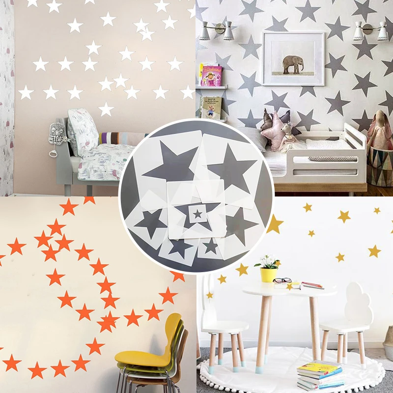 YOMDID 8pcs Star Spray Painting Templates Hollow Wall Painting DIY Craft Home Decor Star Shaped Stencils Handcraft Painting Tool thumbnail 3