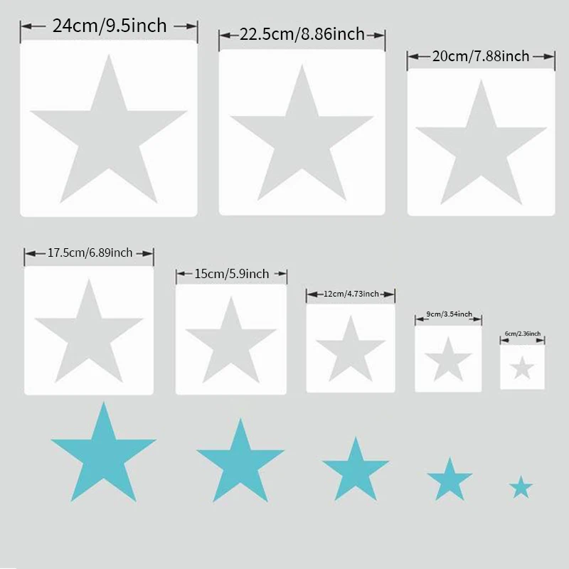 YOMDID 8pcs Star Spray Painting Templates Hollow Wall Painting DIY Craft Home Decor Star Shaped Stencils Handcraft Painting Tool thumbnail 6