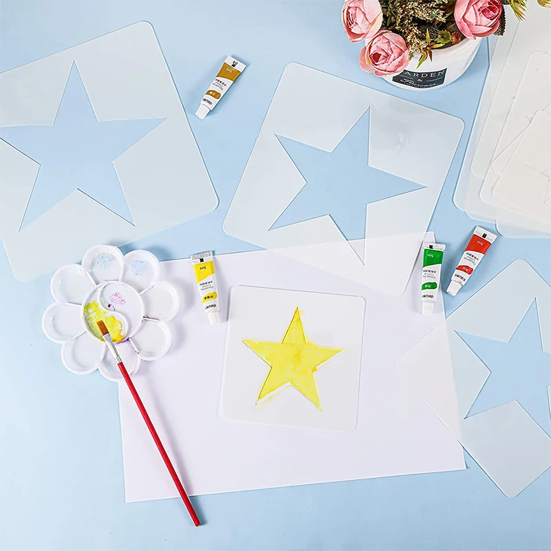 YOMDID 8pcs Star Spray Painting Templates Hollow Wall Painting DIY Craft Home Decor Star Shaped Stencils Handcraft Painting Tool thumbnail 2