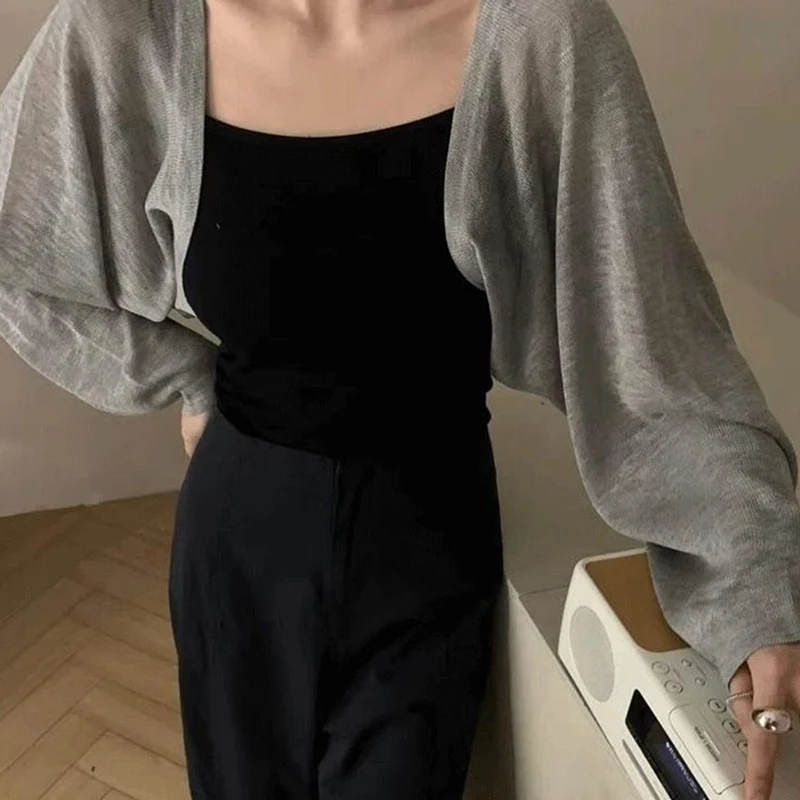 Fashion Thin Solid Color Ice Silk Sunscreen Cardigan Sunscreen Clothing For Women Girls Casual Summer Long Sleeve Short Coat thumbnail 4