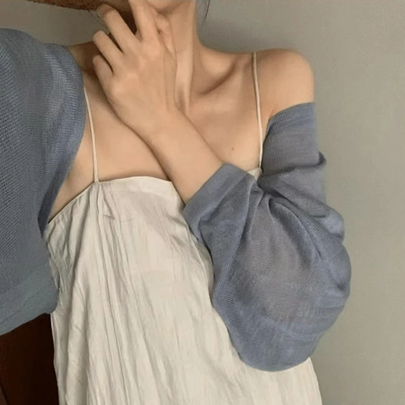 Fashion Thin Solid Color Ice Silk Sunscreen Cardigan Sunscreen Clothing For Women Girls Casual Summer Long Sleeve Short Coat thumbnail 3