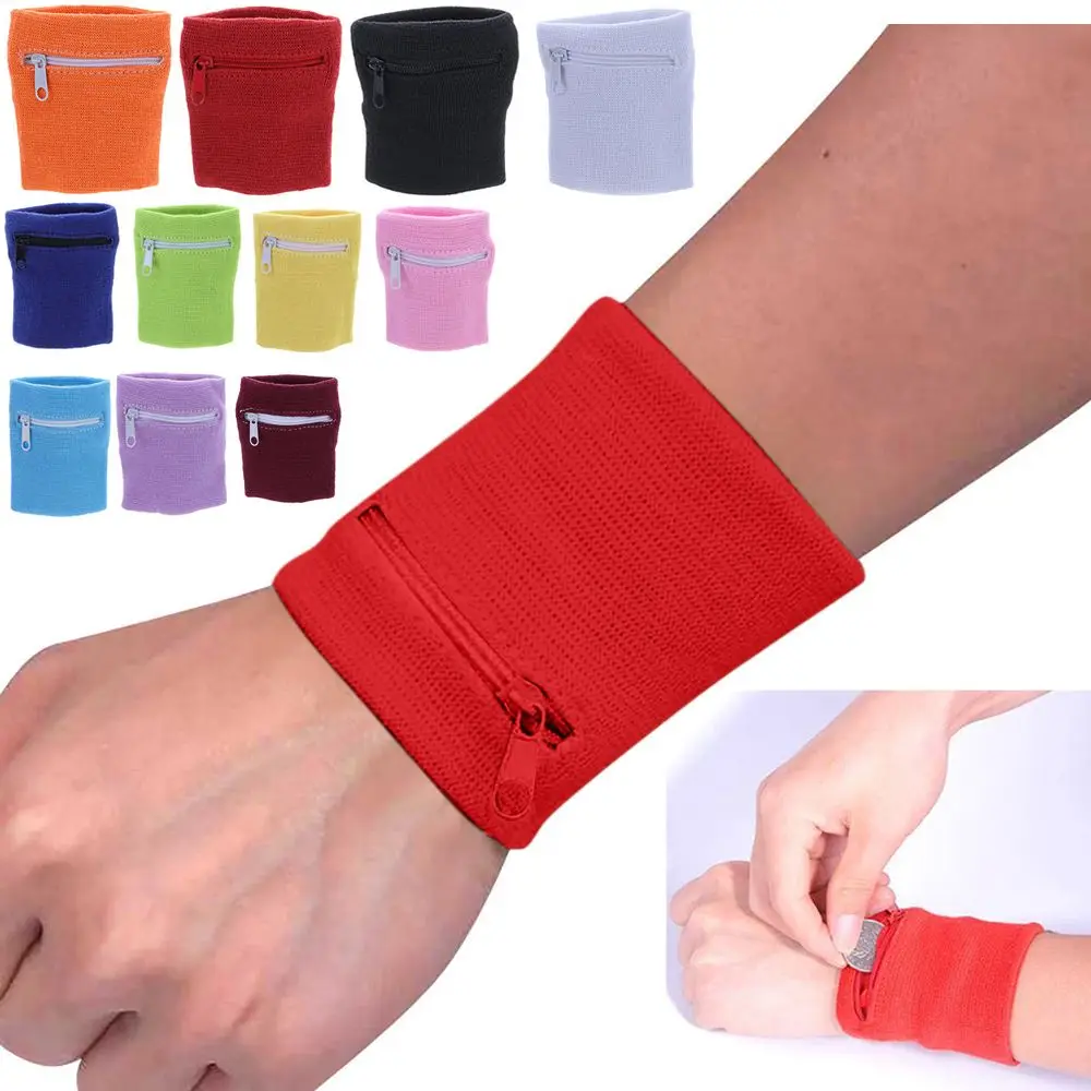 1 Pcs Polyester Cotton Wrist Purse Bag with Zipper Running Travel Bike Safe Sports Bag for Running Gym Bike Wallet Safe