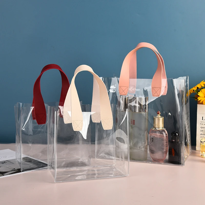 Transparent Summer Tote Transparent Pvc Waterproof Bag Large Capacity Travelling Shopping Bag Fashion Simple Gift Bag thumbnail 2