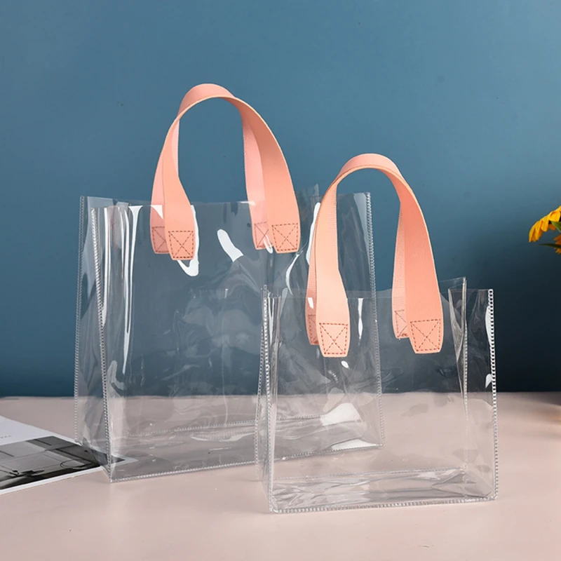 Transparent Summer Tote Transparent Pvc Waterproof Bag Large Capacity Travelling Shopping Bag Fashion Simple Gift Bag thumbnail 6