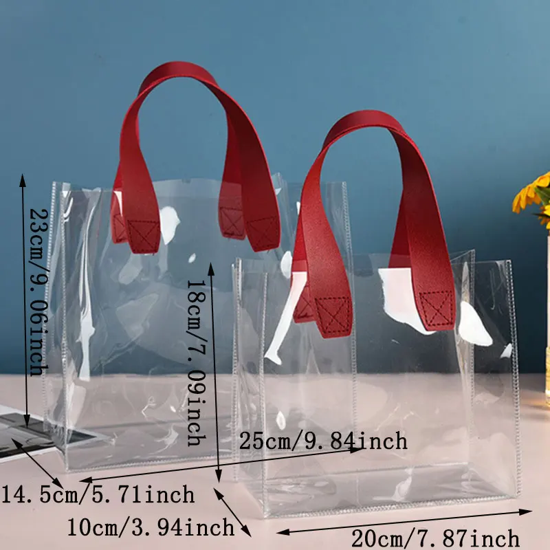 Transparent Summer Tote Transparent Pvc Waterproof Bag Large Capacity Travelling Shopping Bag Fashion Simple Gift Bag thumbnail 4