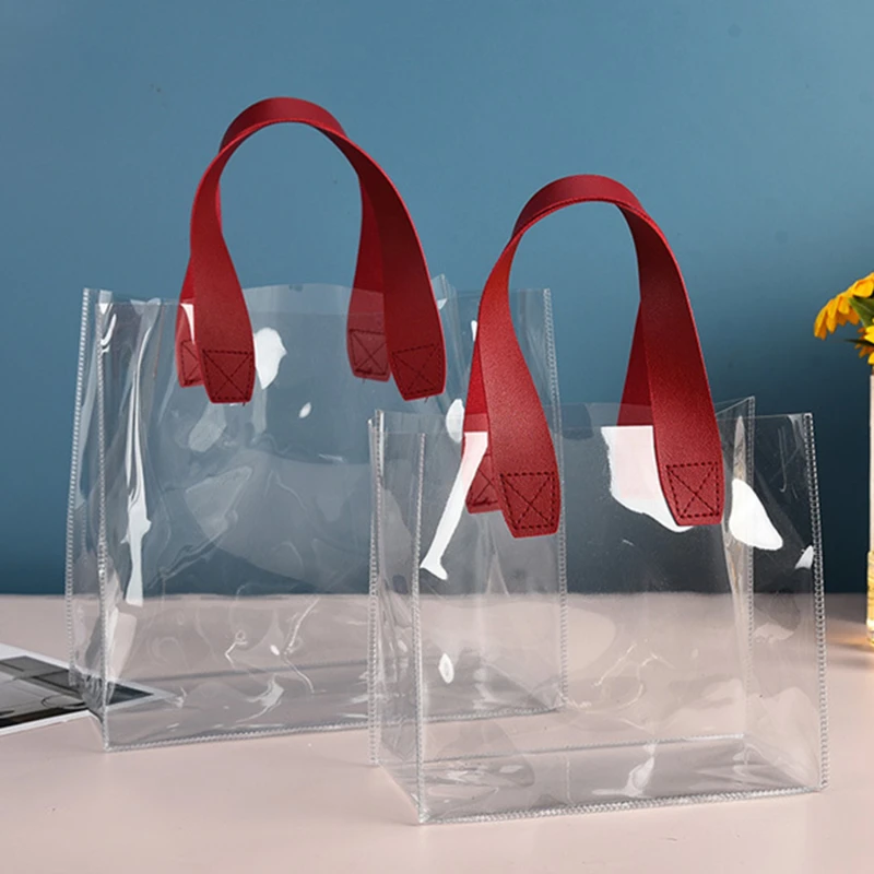 Transparent Summer Tote Transparent Pvc Waterproof Bag Large Capacity Travelling Shopping Bag Fashion Simple Gift Bag thumbnail 5